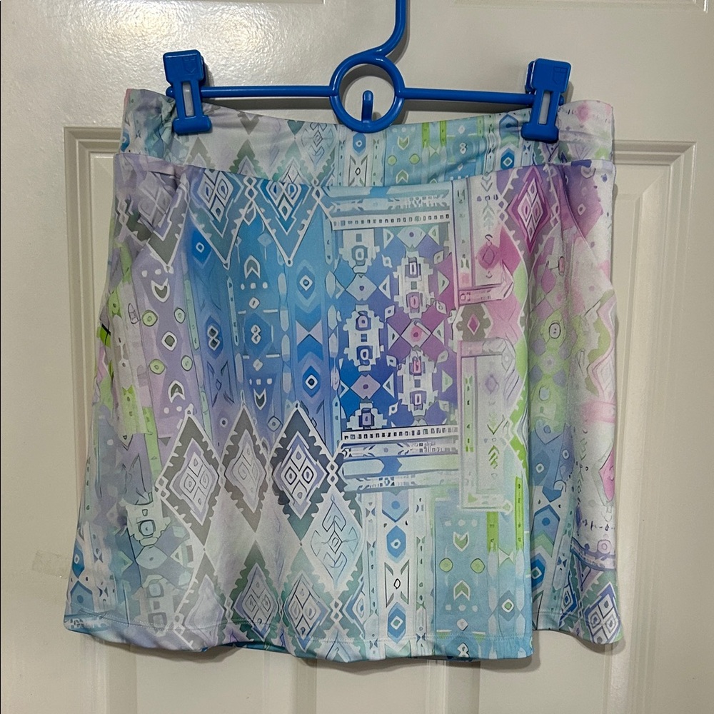 Multicolor Geometric Patterned Skort